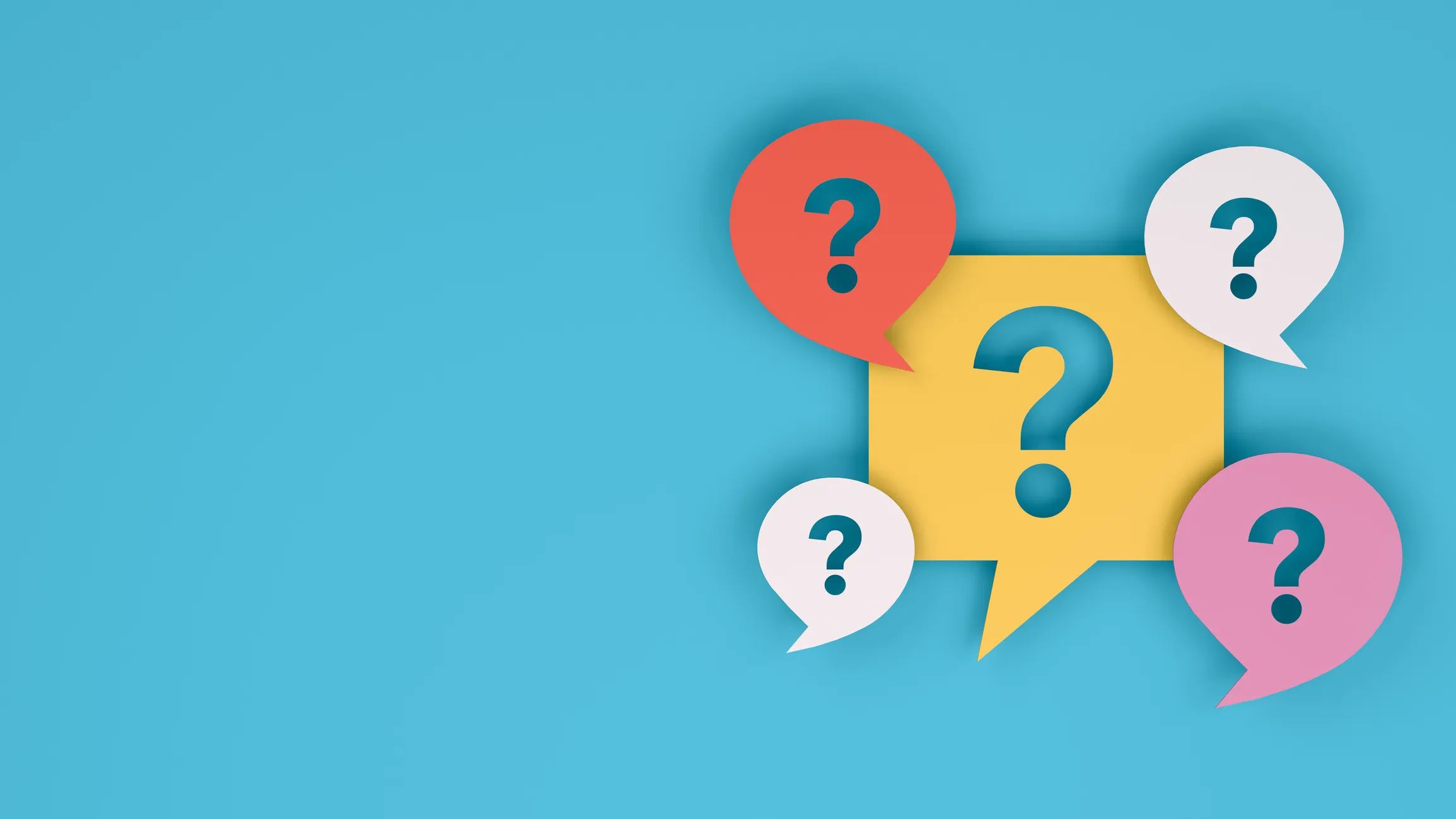 Speech bubbles with question marks