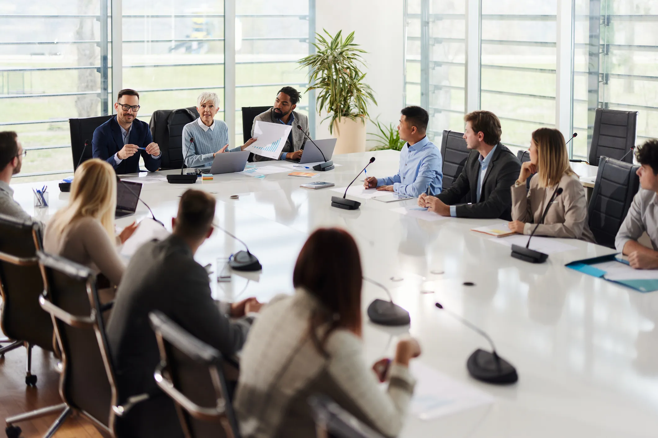 People in a conference room having a policy meeting